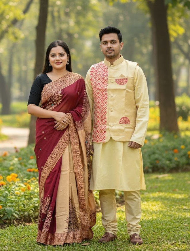 টাঙ্গাইল শাড়ি, কটি আর ধুপিয়ান সিল্ক পাঞ্জাবির